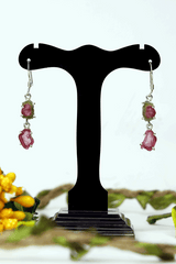 925 Sterling Silver Red-Green & Pink Tourmaline Earrings