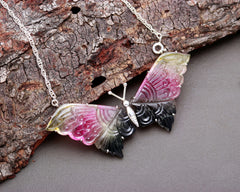 Tourmaline Big Butterfly Necklace in 925 Sterling Silver