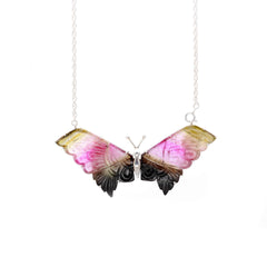 Tourmaline Big Butterfly Necklace in 925 Sterling Silver