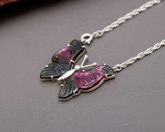 Top Quality Tourmaline Butterfly Necklace in 925 Sterling Silver