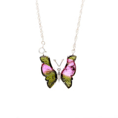 Top Quality Tourmaline Butterfly Necklace in 925 Sterling Silver