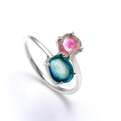 Blue & Pink Slice in 925 Sterling Silver