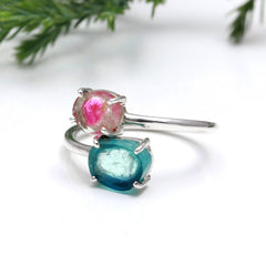 Blue & Pink Slice in 925 Sterling Silver
