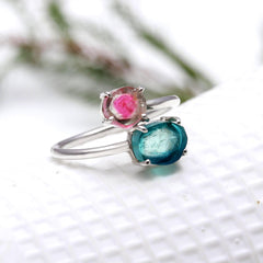 Blue & Pink Slice in 925 Sterling Silver