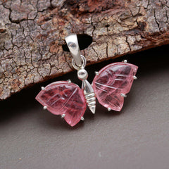 Reddish Pink Tourmaline Butterfly Pendant – Bold & Beautiful
