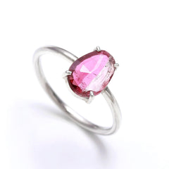Bicolour Pink & White Flat Cut in 925 Sterling Silver