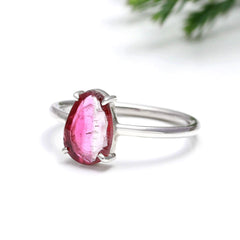 Bicolour Pink & White Flat Cut in 925 Sterling Silver