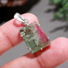 Red-Green Tourmaline Pendant – Earthy Elegance