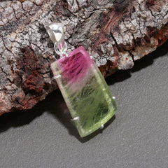 Pink-Green Long Tourmaline Pendant – Nature’s Harmony in a Gem