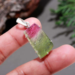 Pink-Green Long Tourmaline Pendant – Nature’s Harmony in a Gem
