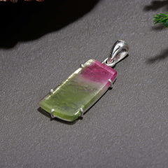 Pink-Green Long Tourmaline Pendant – Nature’s Harmony in a Gem