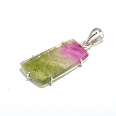 Pink-Green Long Tourmaline Pendant – Nature’s Harmony in a Gem