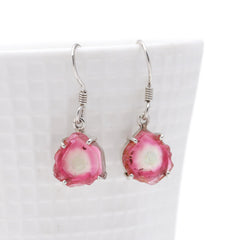 925 Sterling Silver White & Pink Watermelon Tourmaline Earrings