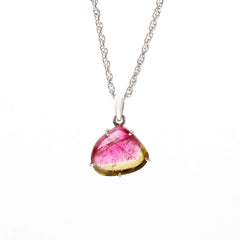 Pink-Green Watermelon Tourmaline Slice Pendant