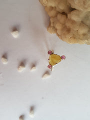 Yellow Tourmaline Flat Cut & Pink Tourmaline Cab Ring โ 925 Sterling Silver