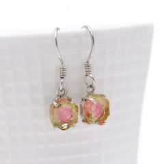 925 Sterling Silver Light Pink & Green Tourmaline Earrings