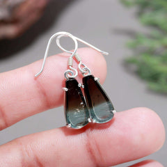 925 Sterling Silver Blue & Dark Tourmaline Earrings