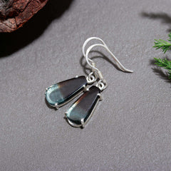 925 Sterling Silver Blue & Dark Tourmaline Earrings