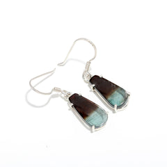 925 Sterling Silver Blue & Dark Tourmaline Earrings