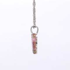 Designer Pink-Green Butterfly Pendant in 925 Sterling Silver