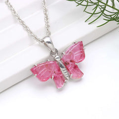 Designer Pink Butterfly Pendant in 925 Sterling Silver