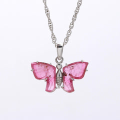 Designer Pink Butterfly Pendant in 925 Sterling Silver