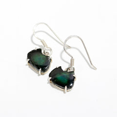 925 Sterling Silver Dark Watermelon Tourmaline Slice Earrings