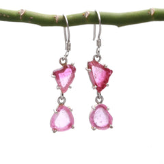 925 Sterling Silver Light & Dark Pink Tourmaline Earrings