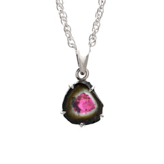 Watermelon Tourmaline Carved Pendant in 925 Sterling Silver