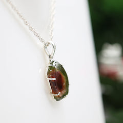 Pink & Green Tourmaline Slice Pendant โ 925 Sterling Silver
