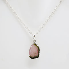 Watermelon Tourmaline Slice Pendant (Commercial Grade) โ 925 Sterling Silver
