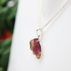 Carved Tourmaline Butterfly Wing Pendant – 925 Sterling Silver Content: