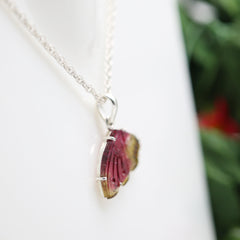 Carved Tourmaline Butterfly Wing Pendant – 925 Sterling Silver Content: