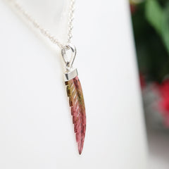 Bi-Color Tourmaline Leaf Pendant – 925 Sterling Silver