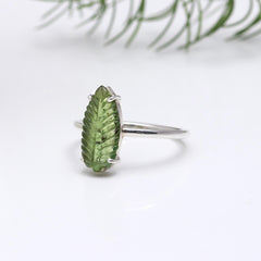 Green Tourmaline Ring in 925 Sterling Silver