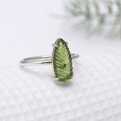 Green Tourmaline Ring in 925 Sterling Silver