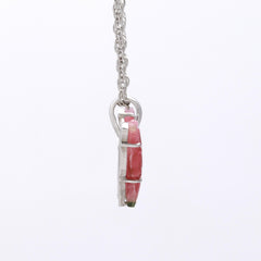 Thin Pink Butterfly Pendant in 925 Sterling Silver