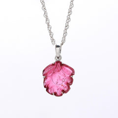 Bold Pink Leaf Pendant in 925 Sterling Silver