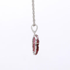 Bold Pink Leaf Pendant in 925 Sterling Silver