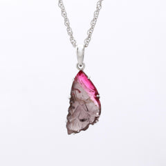 Pink to Smoky Leaf Pendant in 925 Sterling Silver