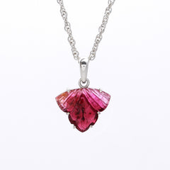 Pink Triangle Leaf Pendant in 925 Sterling Silver