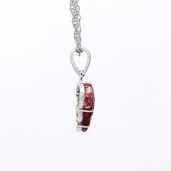 Pink Triangle Leaf Pendant in 925 Sterling Silver