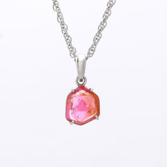 Pink Tourmaline Slice Pendant with Jardí Inclusions – 925 Sterling Silver