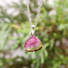 Pink-Green Watermelon Tourmaline Slice Pendant