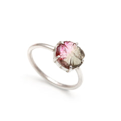 Fine Quality Carved Tourmaline Flower Ring โ 925 Sterling Silver