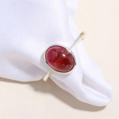 Bi-Color Tourmaline Cabochon Ring (Small) โ 925 Sterling Silver