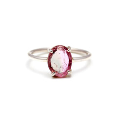 Bicolor Flat Cut Tourmaline Ring – 925 Sterling Silver