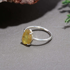 Yellow Flat Cut Tourmaline Ring โ 925 Sterling Silver