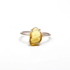 Yellow Flat Cut Tourmaline Ring โ 925 Sterling Silver