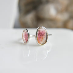 Orange-Pink Tourmaline Flat Cut Ring – 925 Sterling Silver